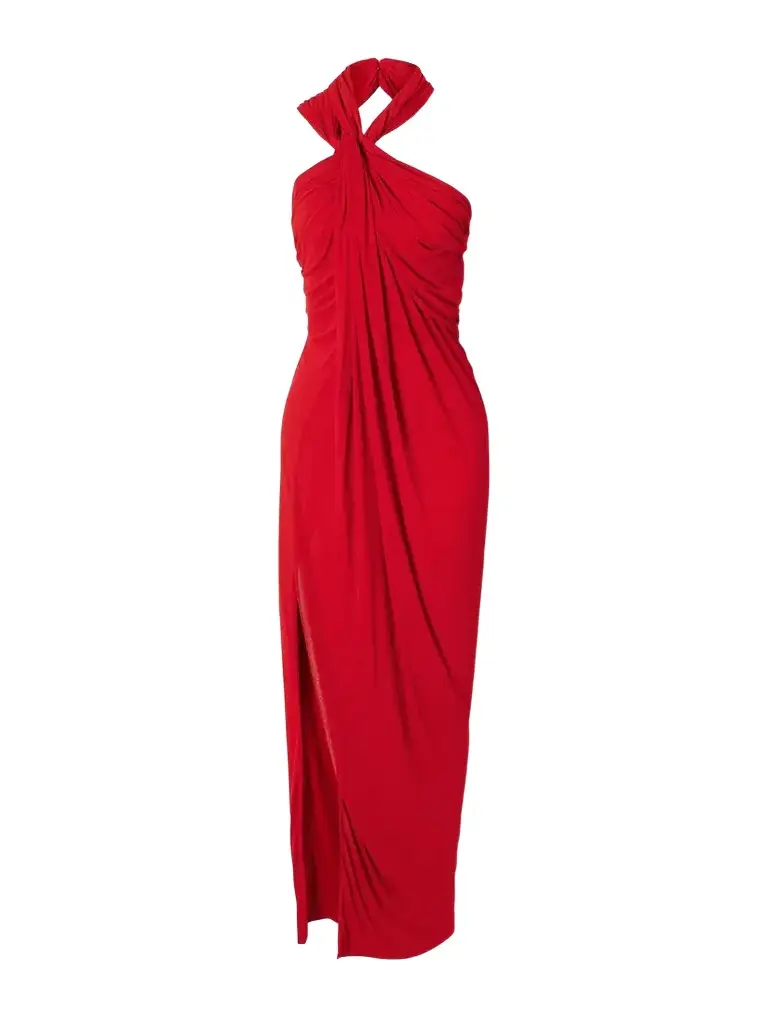 Balmain Draped Halterneck Jersey Maxi Dress | Image 1 Balmain Draped Halterneck Jersey Maxi Dress | Image 1