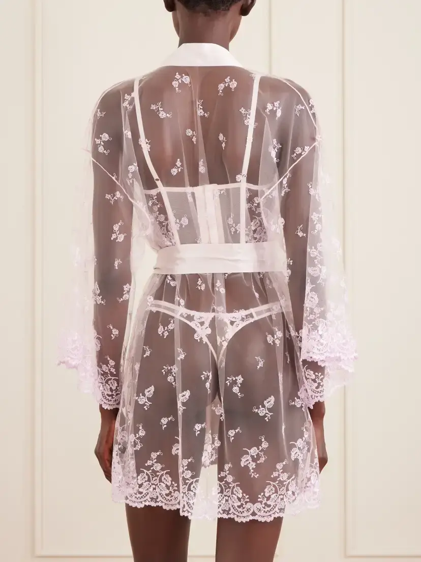 Kiki de Montparnasse Juliette Laced Silk Robe | Thumbnail 3 Kiki de Montparnasse Juliette Laced Silk Robe | Thumbnail 3