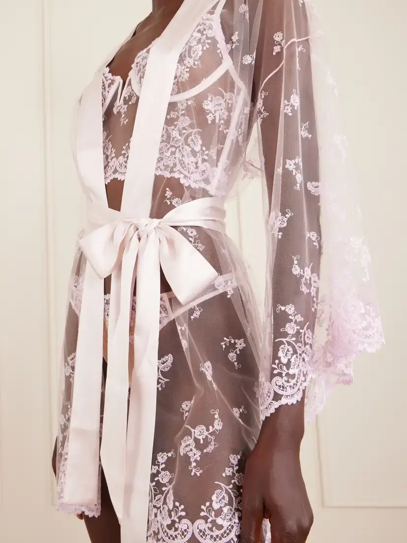 Kiki de Montparnasse Juliette Laced Silk Robe | Thumbnail 4 Kiki de Montparnasse Juliette Laced Silk Robe | Thumbnail 4