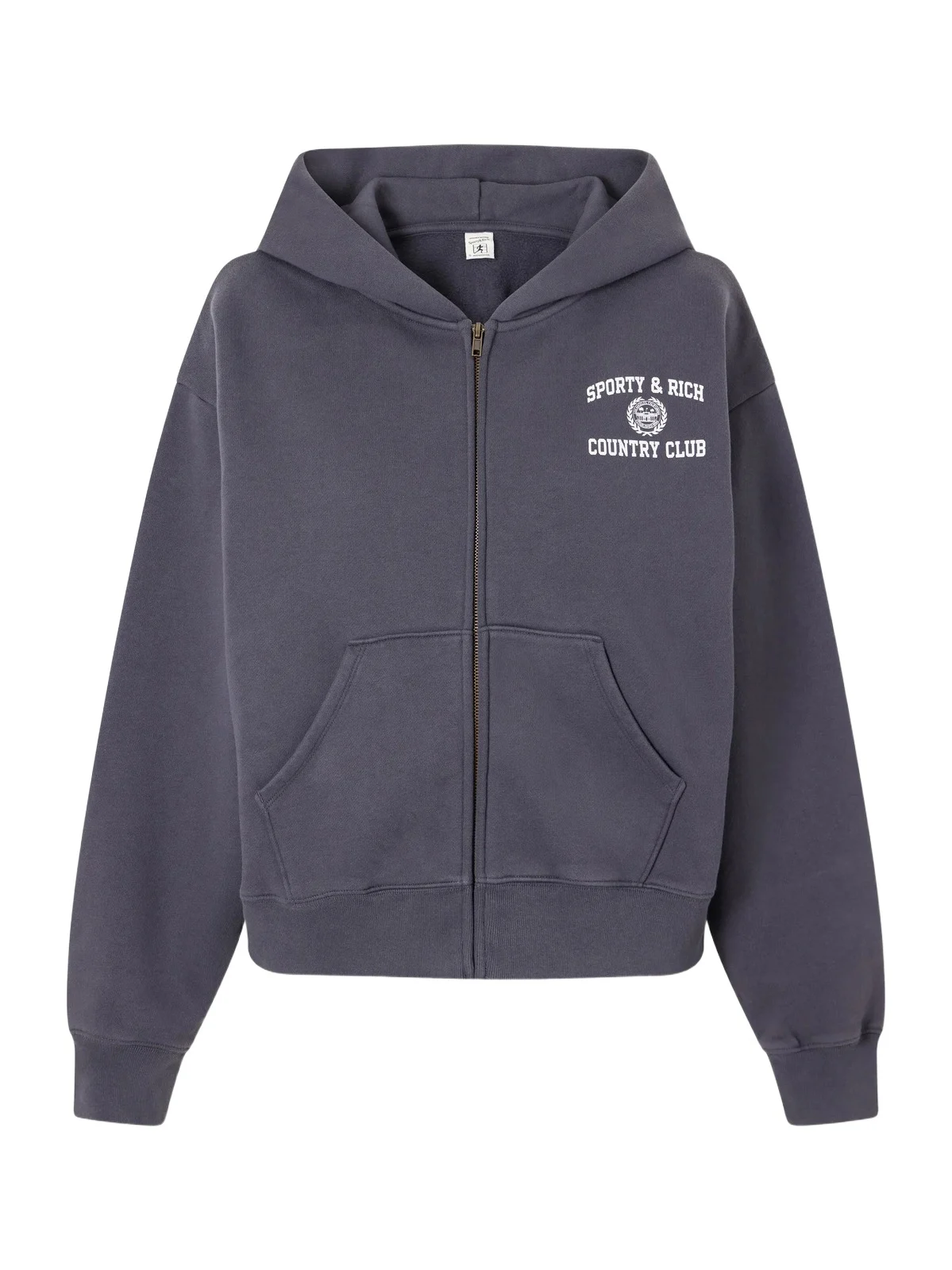 Sporty & Rich Logo-print Garment-dyed Cotton-jersey Zip-up Hoodie