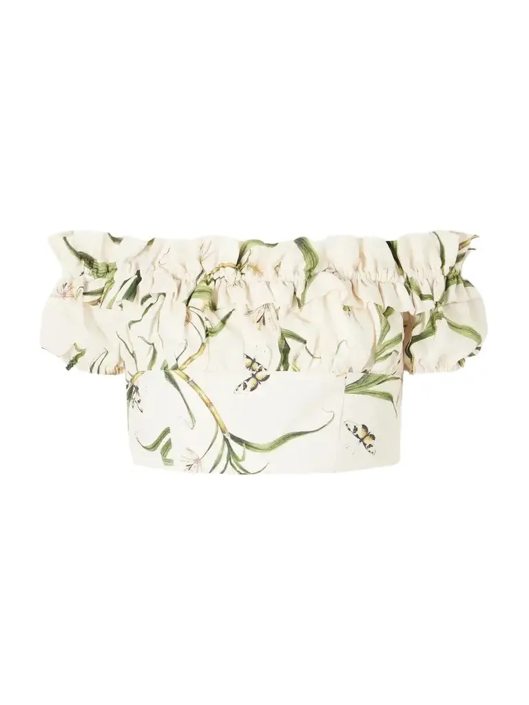 Agua by Agua Bendita Pimienta Azucar Cropped Floral-print Linen Top | Image 1 Agua by Agua Bendita Pimienta Azucar Cropped Floral-print Linen Top | Image 1
