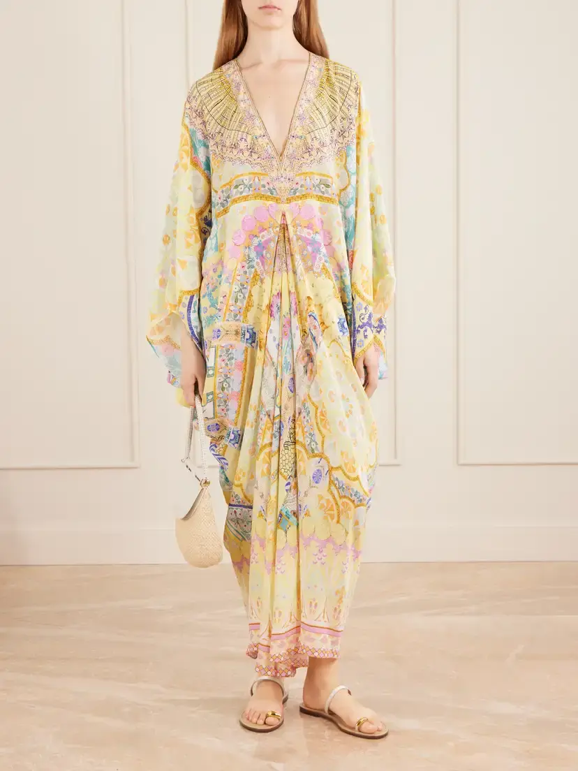 Camilla Embellished Printed Silk Cover-up | Thumbnail 2 Camilla Embellished Printed Silk Cover-up | Thumbnail 2