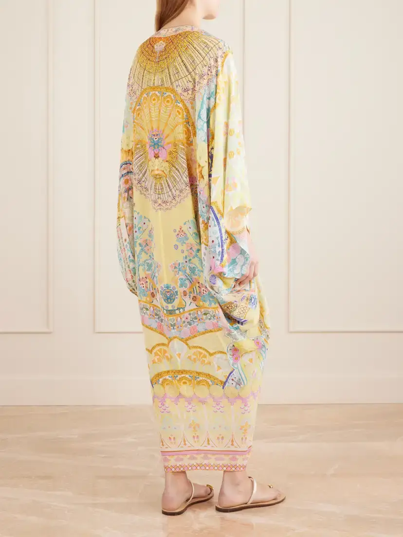 Camilla Embellished Printed Silk Cover-up | Thumbnail 3 Camilla Embellished Printed Silk Cover-up | Thumbnail 3