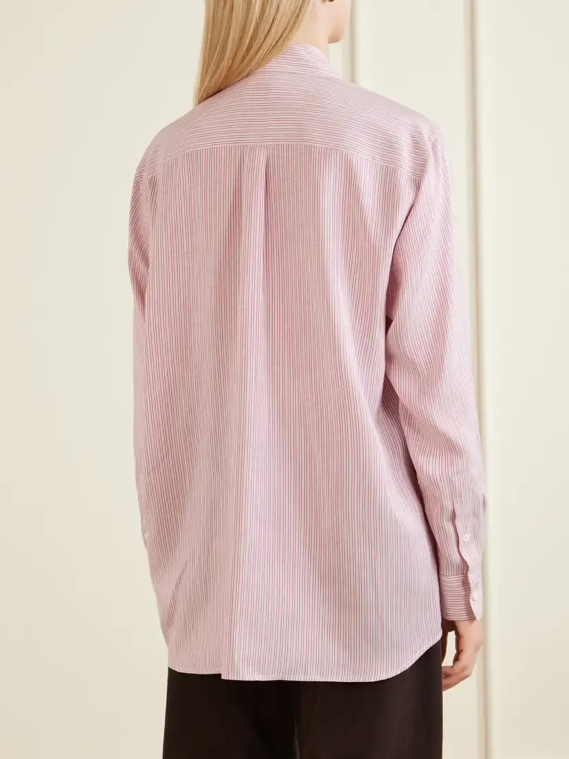 Burberry Logo-embroidered Striped Silk Shirt | Thumbnail 4
