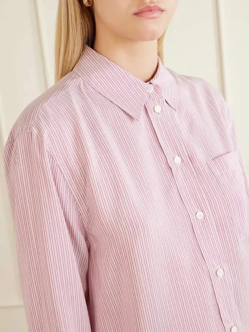 Burberry Logo-embroidered Striped Silk Shirt | Thumbnail 5