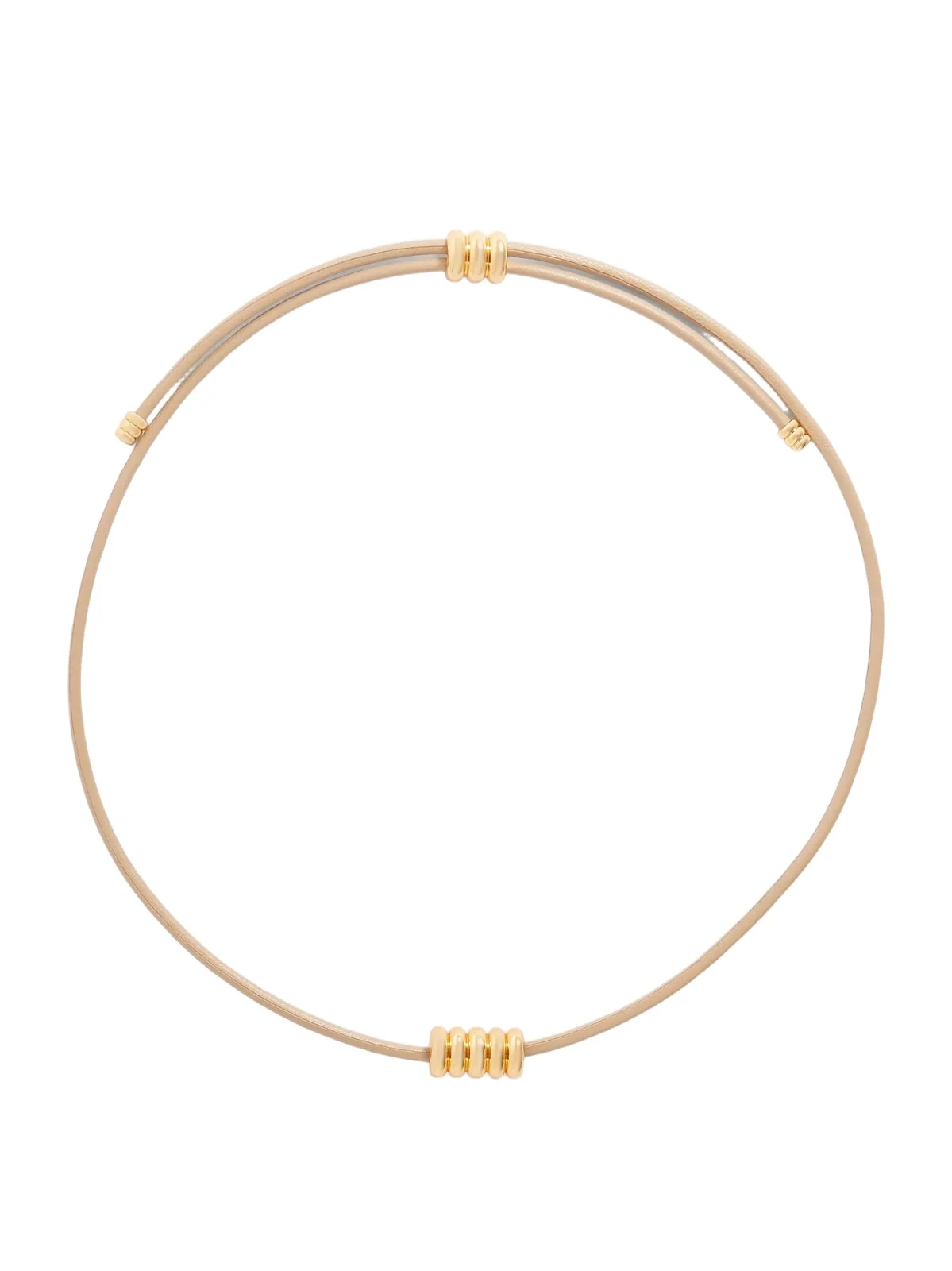 Hollyhock Beaded Gold-toned Leather Necklace