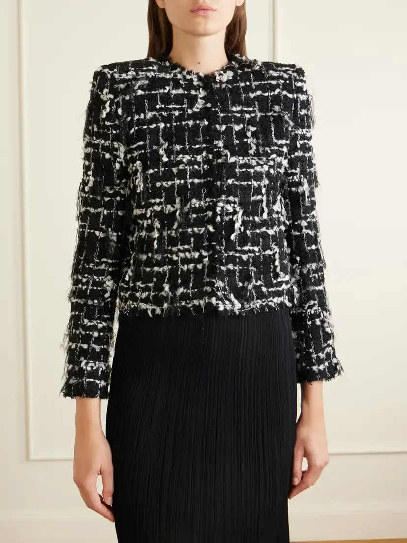 Balmain Cropped Embellished Metallic Tweed Jacket | Thumbnail 3 Balmain Cropped Embellished Metallic Tweed Jacket | Thumbnail 3