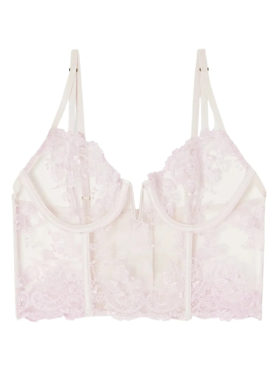 Juliette Longline Lace-trimmed Mesh Underwired Bra
