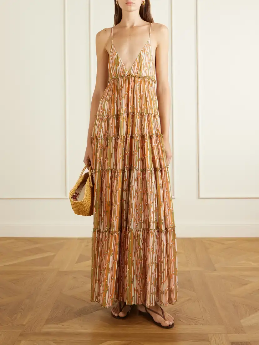 La DoubleJ Nymph Printed Ruffled Mesh Maxi Dress | Thumbnail 2 La DoubleJ Nymph Printed Ruffled Mesh Maxi Dress | Thumbnail 2