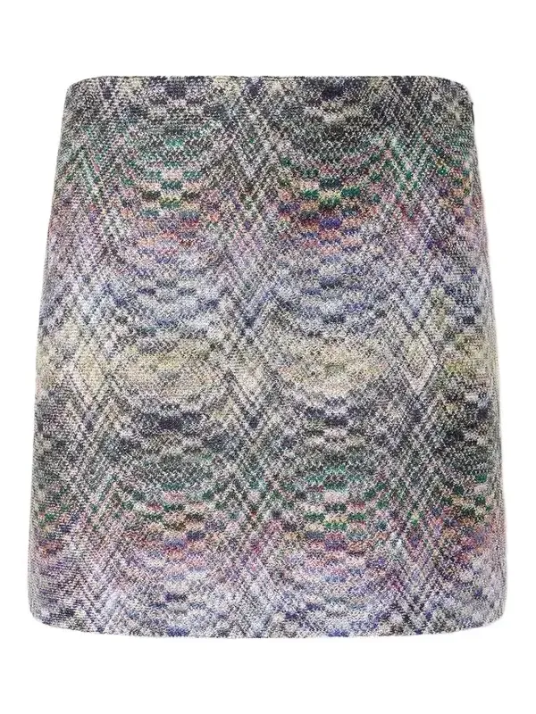 Striped Metallic Crochet-knit Mini Skirt Striped Metallic Crochet-knit Mini Skirt
