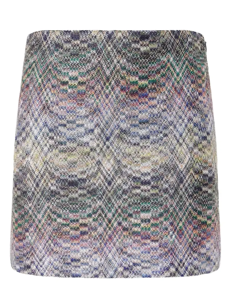 Striped Metallic Crochet-knit Mini Skirt