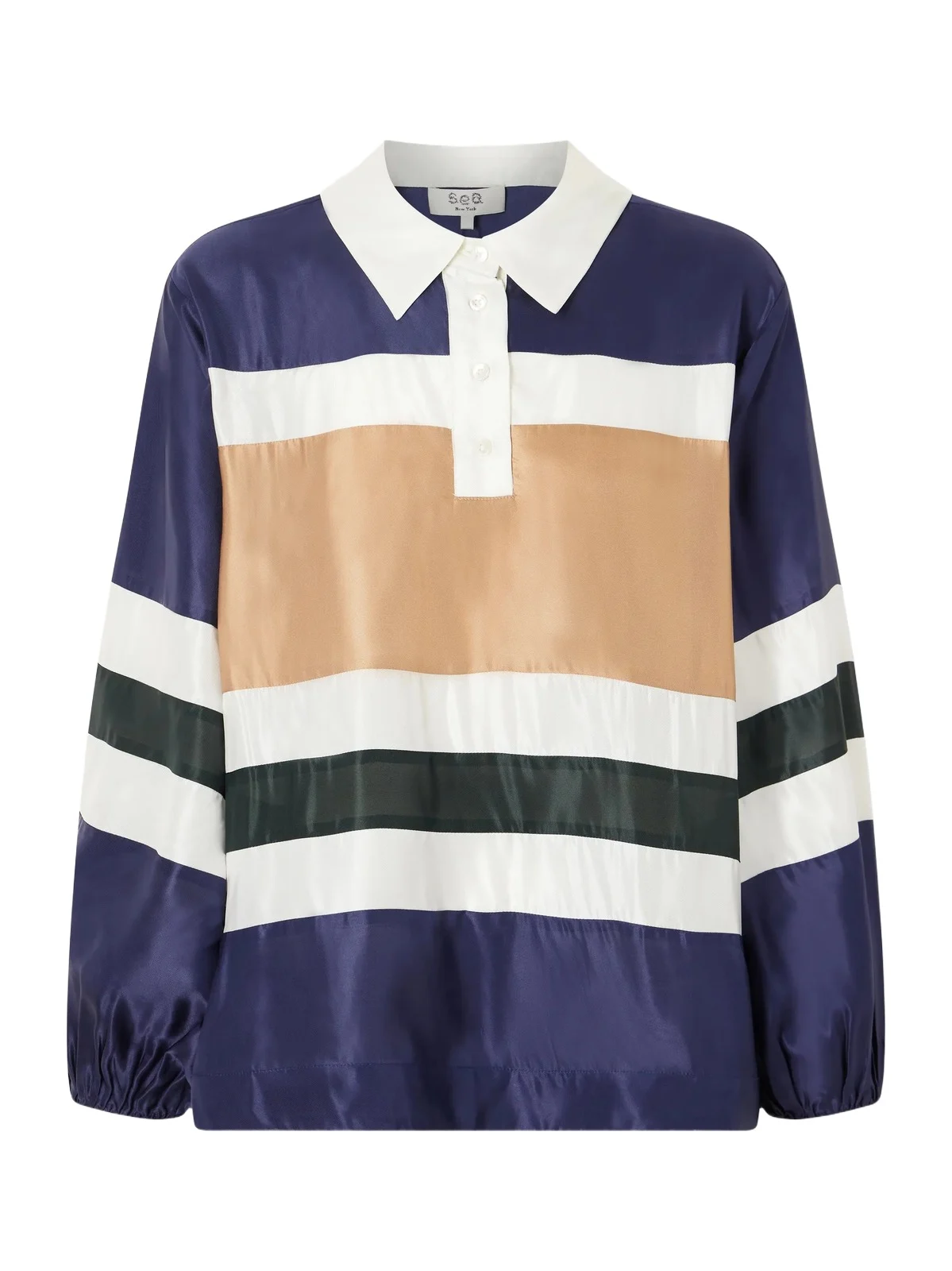 Juliet Striped Satin Polo Shirt