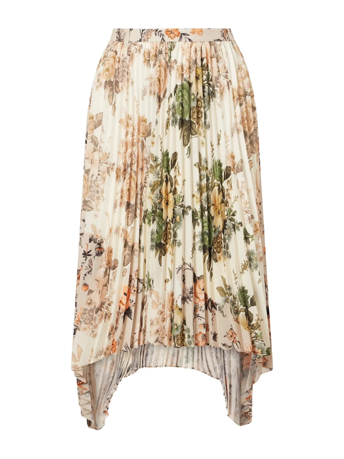 Pleated Floral-print Georgette Midi Skirt