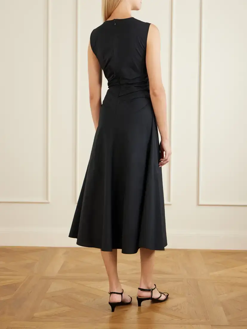 Proenza Schouler White Label Anoushka Ruched Cotton-blend Poplin Midi Dress | Thumbnail 3 Proenza Schouler White Label Anoushka Ruched Cotton-blend Poplin Midi Dress | Thumbnail 3