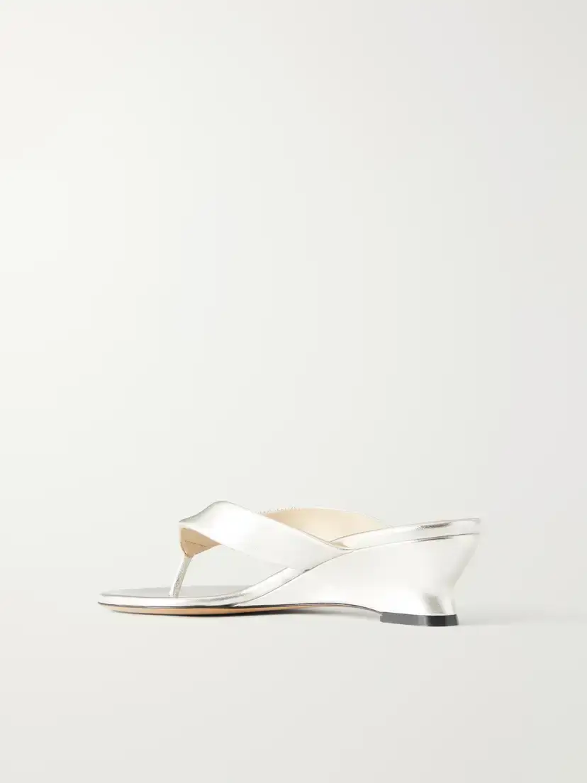 Le Monde Béryl 40 Metallic Leather Wedge Sandals | Thumbnail 3