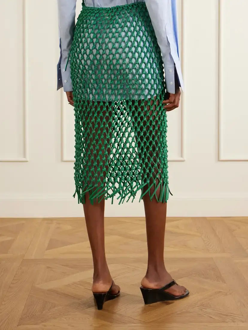 The Frankie Shop Nelaya Leather-macrame Midi Skirt | Thumbnail 3 The Frankie Shop Nelaya Leather-macrame Midi Skirt | Thumbnail 3