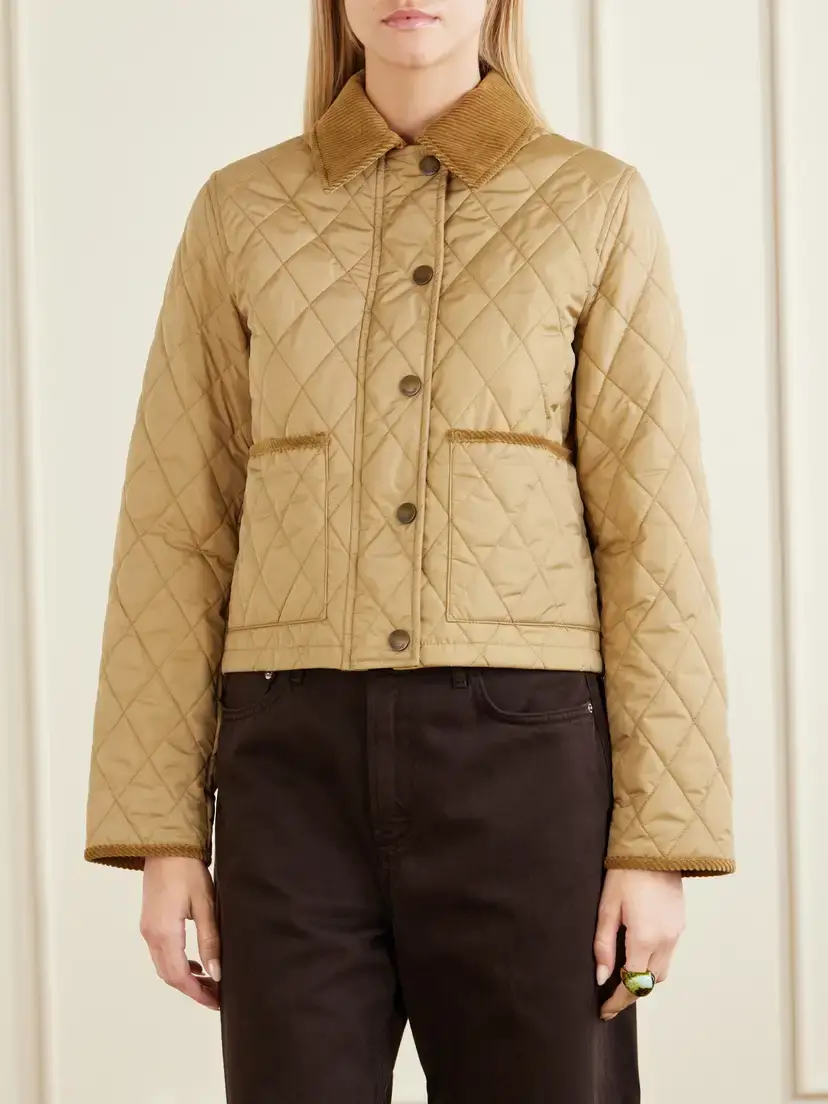 Burberry Cropped Corduroy-trimmed Quilted Shell Jacket | Thumbnail 3 Burberry Cropped Corduroy-trimmed Quilted Shell Jacket | Thumbnail 3