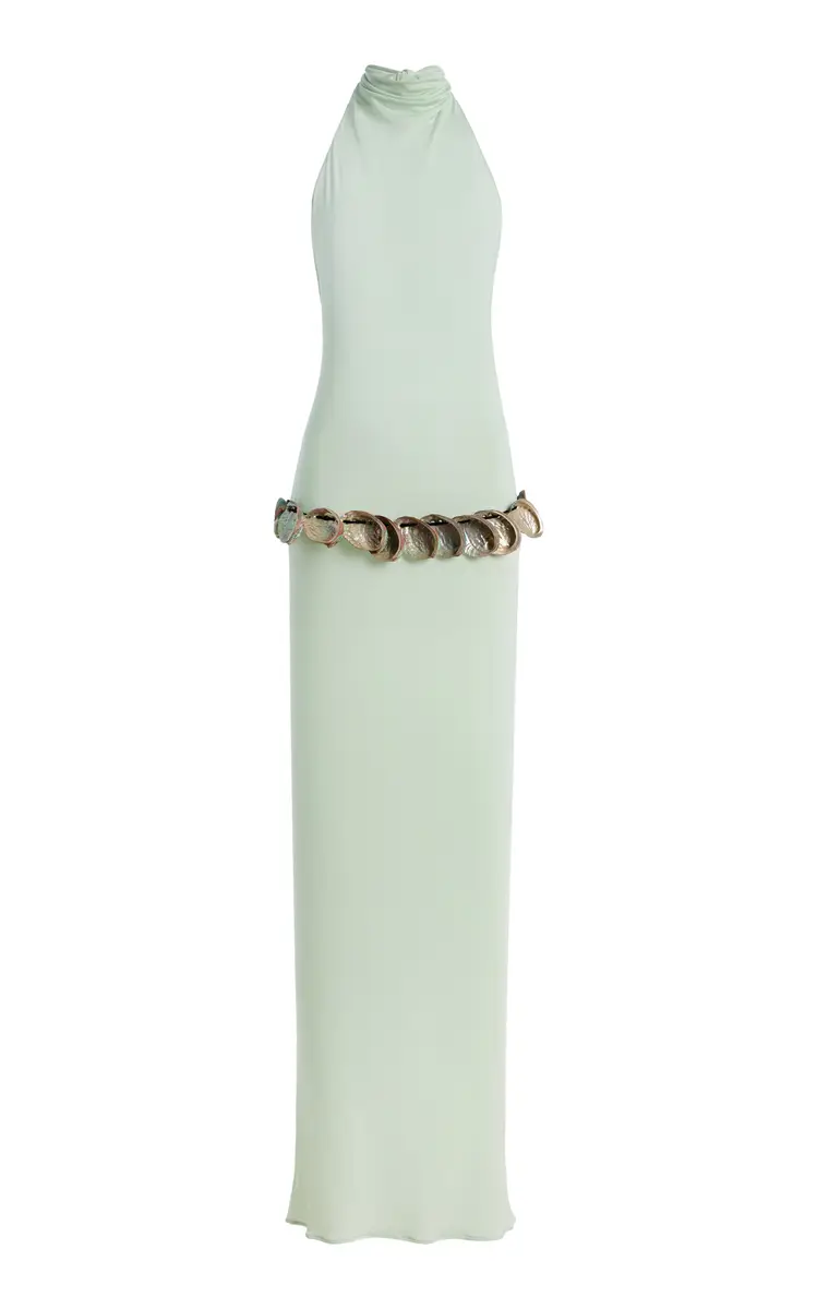 Conner Ives Exclusive Abalone Shell Belted Crepe Maxi Dress | Image 1 Conner Ives Exclusive Abalone Shell Belted Crepe Maxi Dress | Image 1