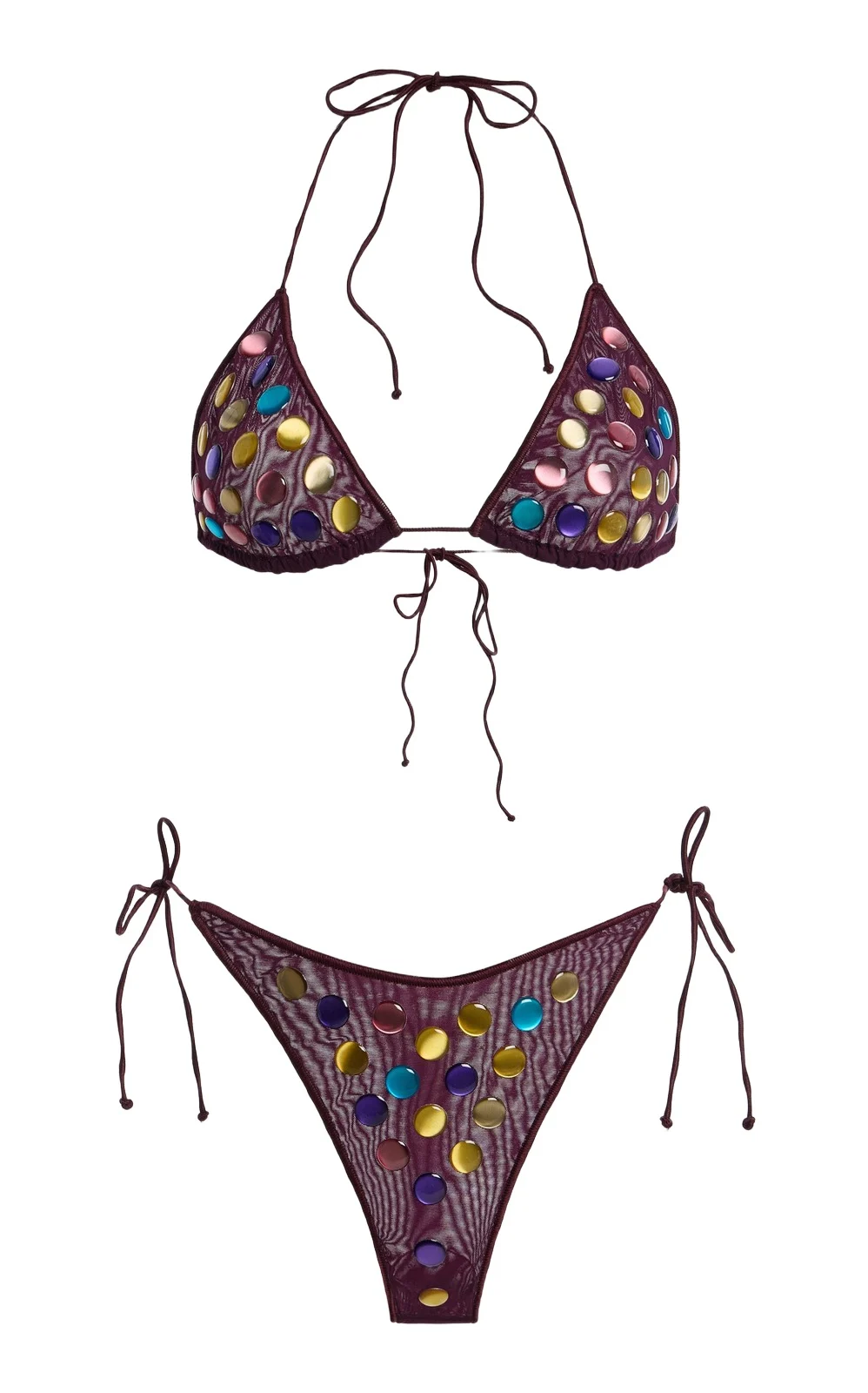 Oséree Bubble Embellished Knit Bikini Set