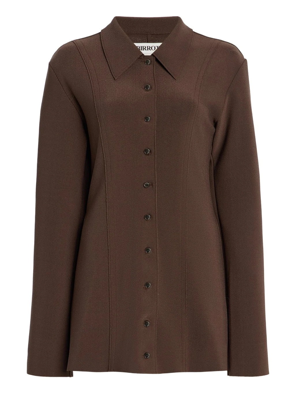 Lay2 Fitted Button-Down Crepe Top Lay2 Fitted Button-Down Crepe Top