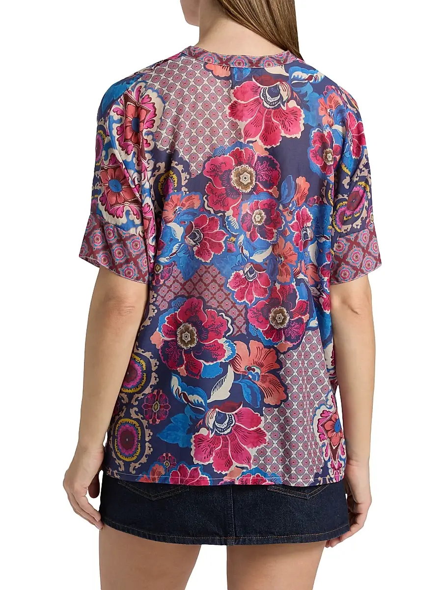 Johnny Was Women's Shiro Printed Cotton-Silk Shirt | Thumbnail 5 Johnny Was Women's Shiro Printed Cotton-Silk Shirt | Thumbnail 5