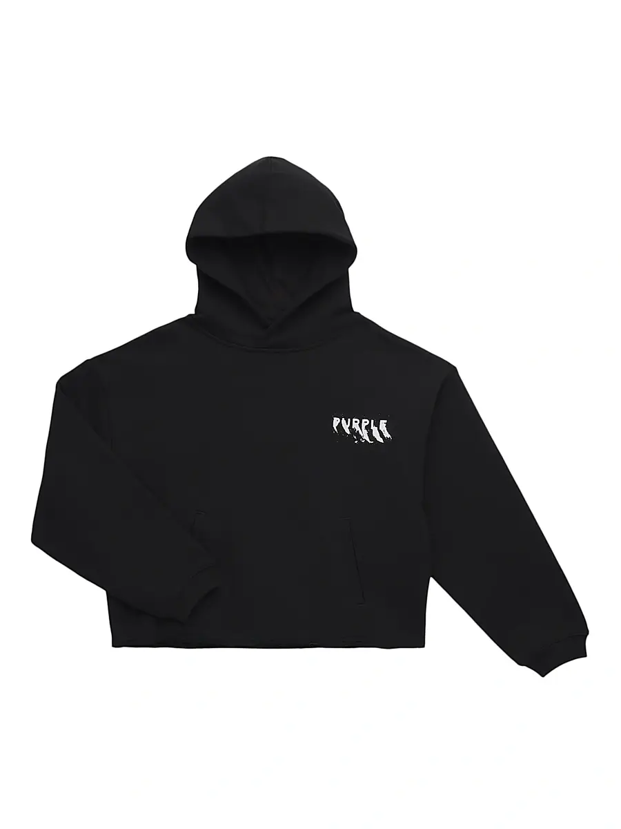 Purple Brand Little Boy's & Boy's Fleece Raw-Edge Hoodie - Black | Image 1 Purple Brand Little Boy's & Boy's Fleece Raw-Edge Hoodie - Black | Image 1