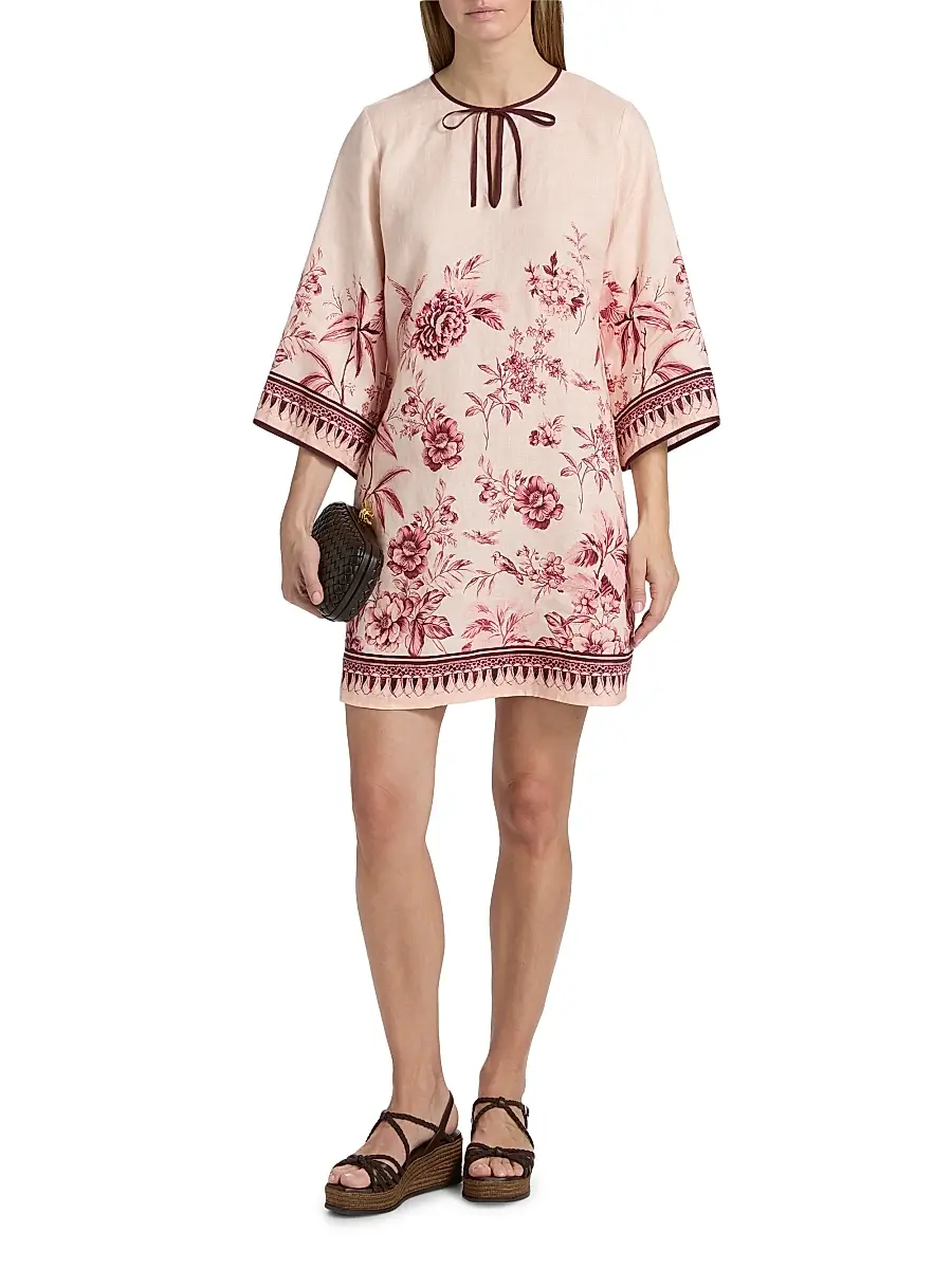 Johnny Was Women's Floral Linen Minidress | Thumbnail 2 Johnny Was Women's Floral Linen Minidress | Thumbnail 2