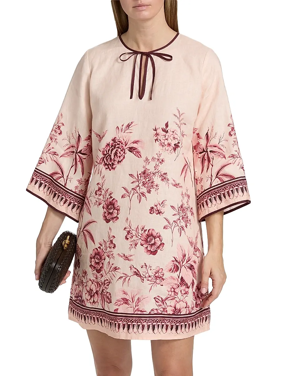 Johnny Was Women's Floral Linen Minidress | Thumbnail 3 Johnny Was Women's Floral Linen Minidress | Thumbnail 3