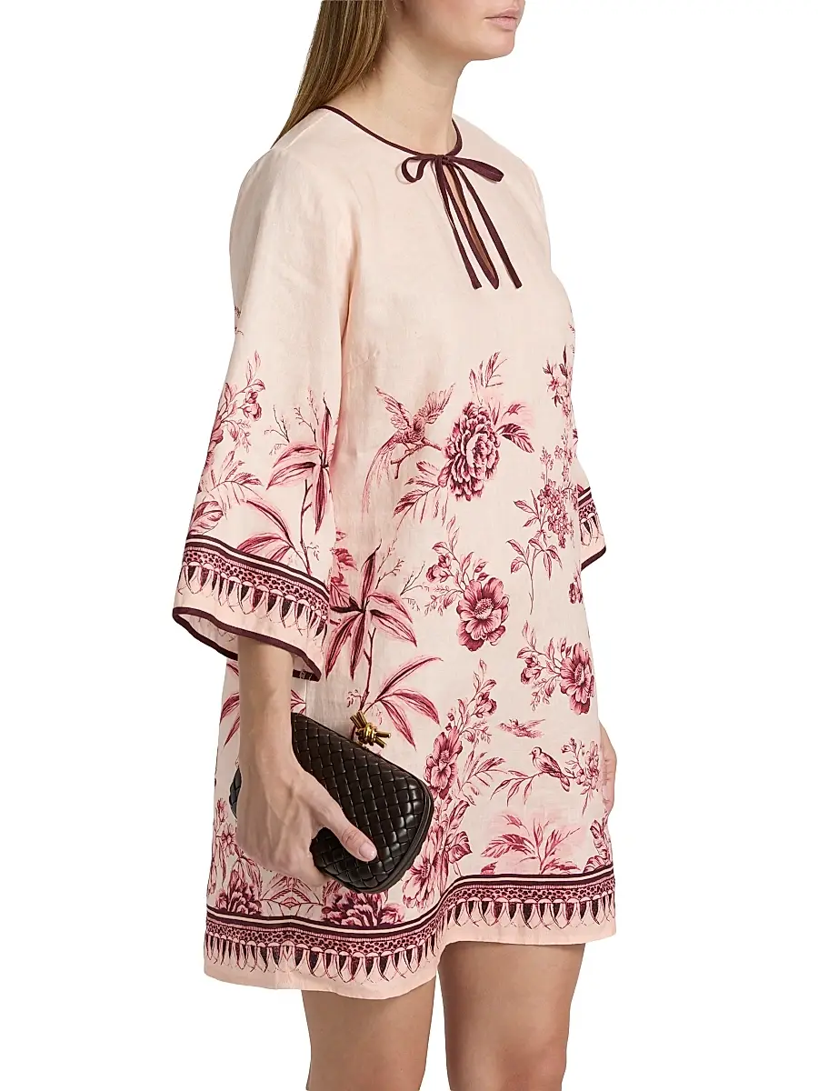 Johnny Was Women's Floral Linen Minidress | Thumbnail 4 Johnny Was Women's Floral Linen Minidress | Thumbnail 4