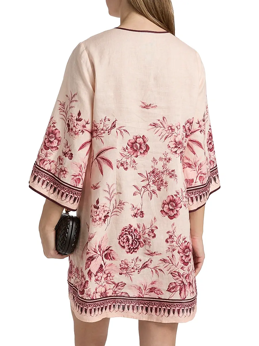 Johnny Was Women's Floral Linen Minidress | Thumbnail 5 Johnny Was Women's Floral Linen Minidress | Thumbnail 5