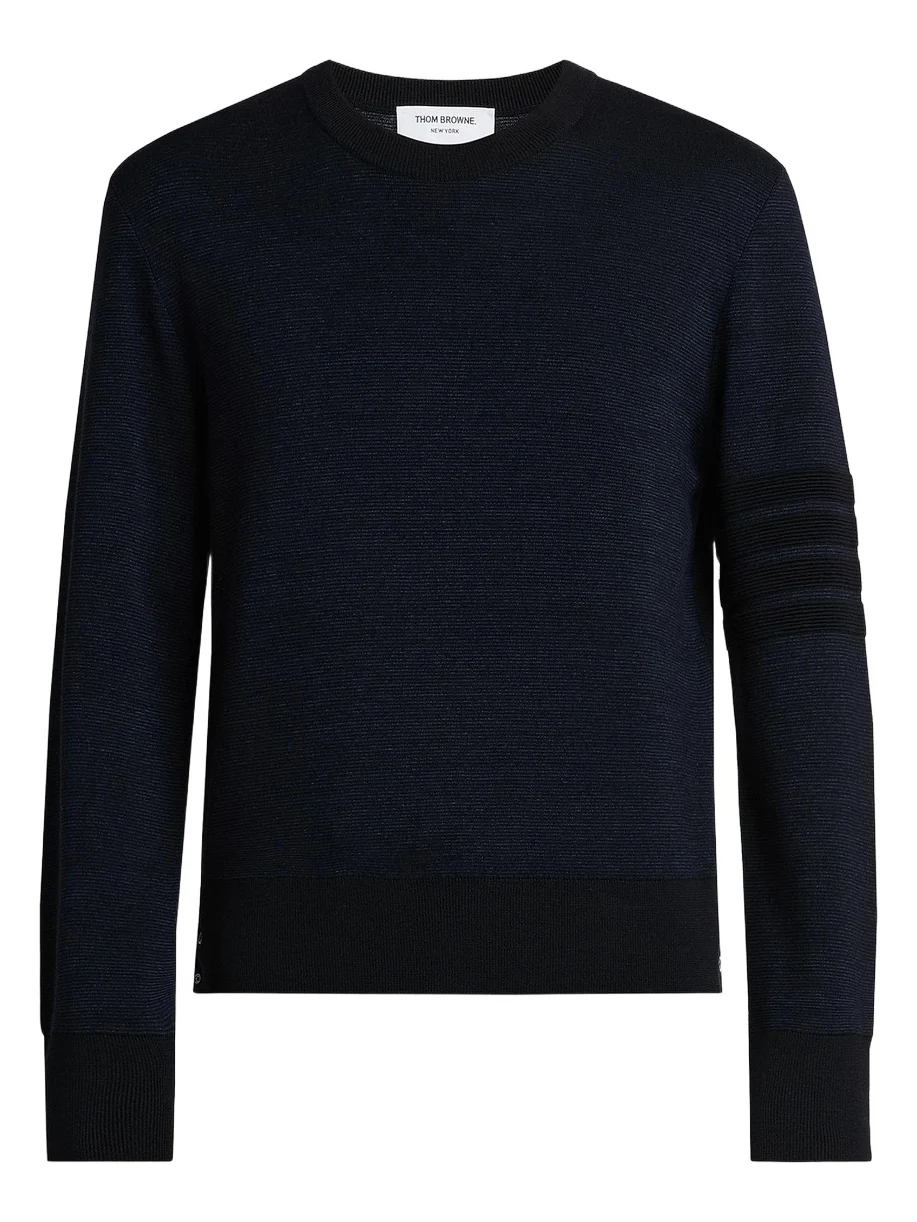 Men's Ottoman Stitch 4-Bar Stripe Wool-Linen-Cotton Crewneck Sweater Men's Ottoman Stitch 4-Bar Stripe Wool-Linen-Cotton Crewneck Sweater