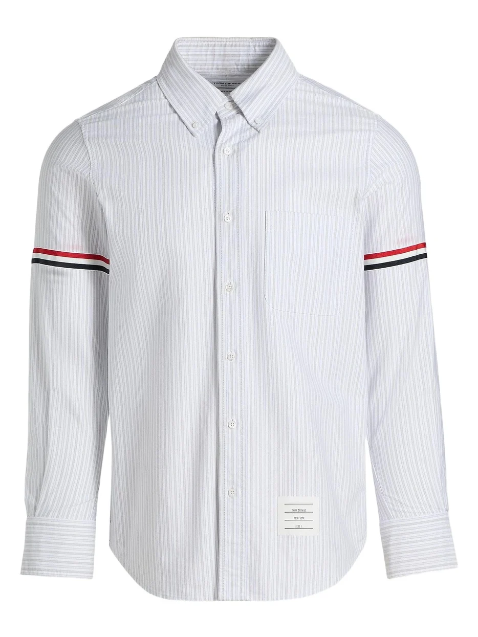 Thom Browne Men's Striped Cotton Poplin Shirt