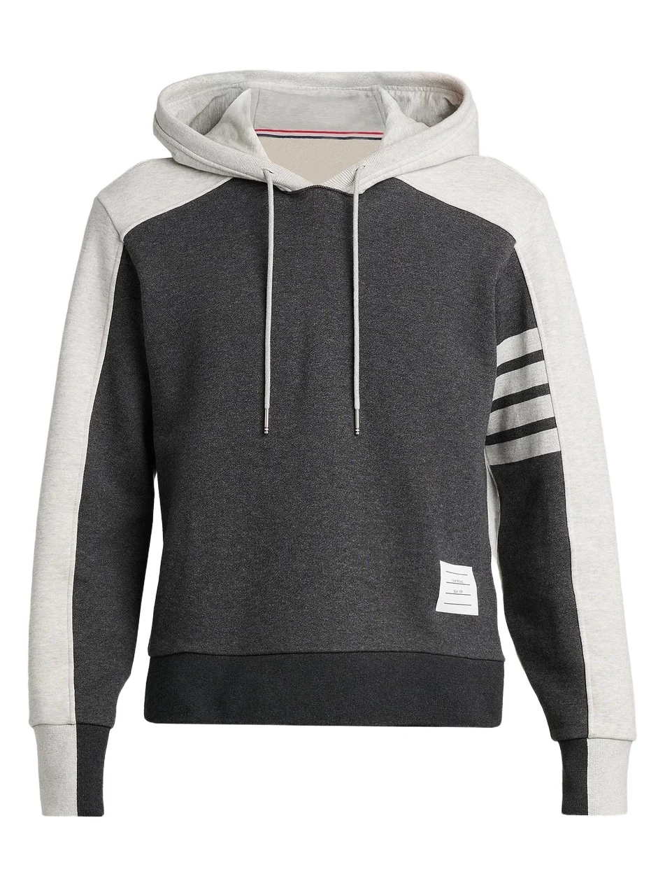 Thom Browne Men's Engineered 4-Bar Colorblocked Loopback Cotton Hoodie