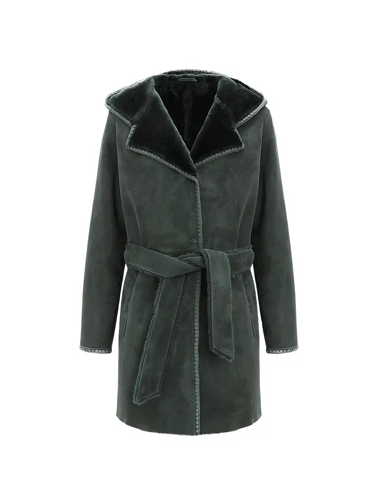 Gorski Women's Merino Shearling Lamb Parka with Embroidered Trim - Emerald - Size Large | Image 1 Gorski Women's Merino Shearling Lamb Parka with Embroidered Trim - Emerald - Size Large | Image 1
