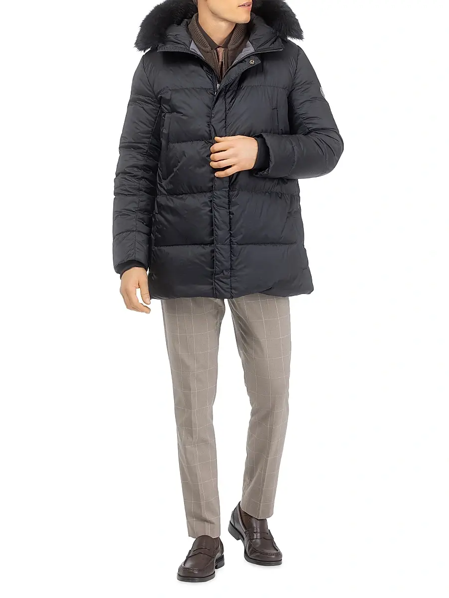 Gorski Men's Apres-Ski Parka with Detachable Toscana Lamb Hood Trim | Thumbnail 2 Gorski Men's Apres-Ski Parka with Detachable Toscana Lamb Hood Trim | Thumbnail 2