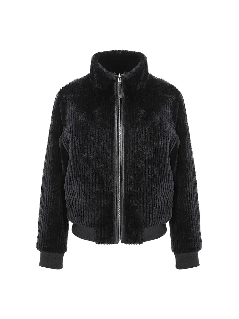Gorski Women's Reversible Select Grooved Shearling Lamb Insignia Coat - Navy - Size Large | Image 1 Gorski Women's Reversible Select Grooved Shearling Lamb Insignia Coat - Navy - Size Large | Image 1