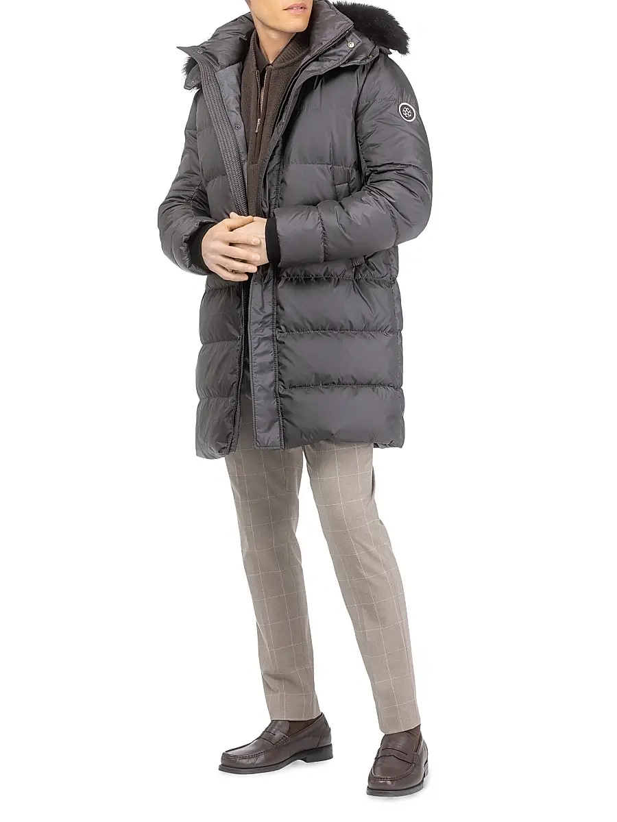 Gorski Men's Apres-Ski Parka with Detachable Toscana Lamb Hood Trim | Thumbnail 2 Gorski Men's Apres-Ski Parka with Detachable Toscana Lamb Hood Trim | Thumbnail 2