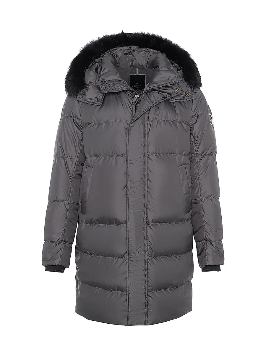 Gorski Men's Apres-Ski Parka with Detachable Toscana Lamb Hood Trim - Anthracite Black - Size XXL | Image 1 Gorski Men's Apres-Ski Parka with Detachable Toscana Lamb Hood Trim - Anthracite Black - Size XXL | Image 1