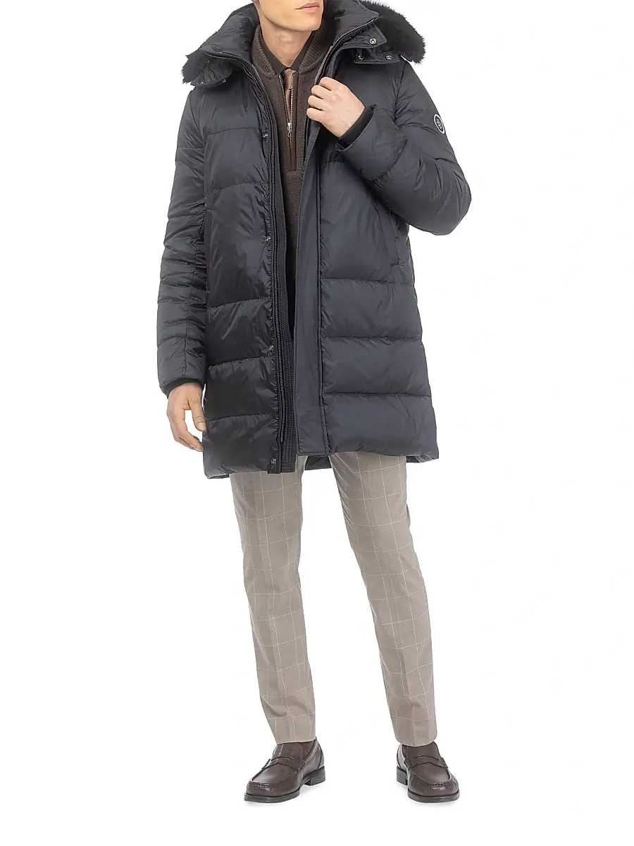Gorski Men's Apres-Ski Parka with Detachable Toscana Lamb Hood Trim | Thumbnail 2 Gorski Men's Apres-Ski Parka with Detachable Toscana Lamb Hood Trim | Thumbnail 2