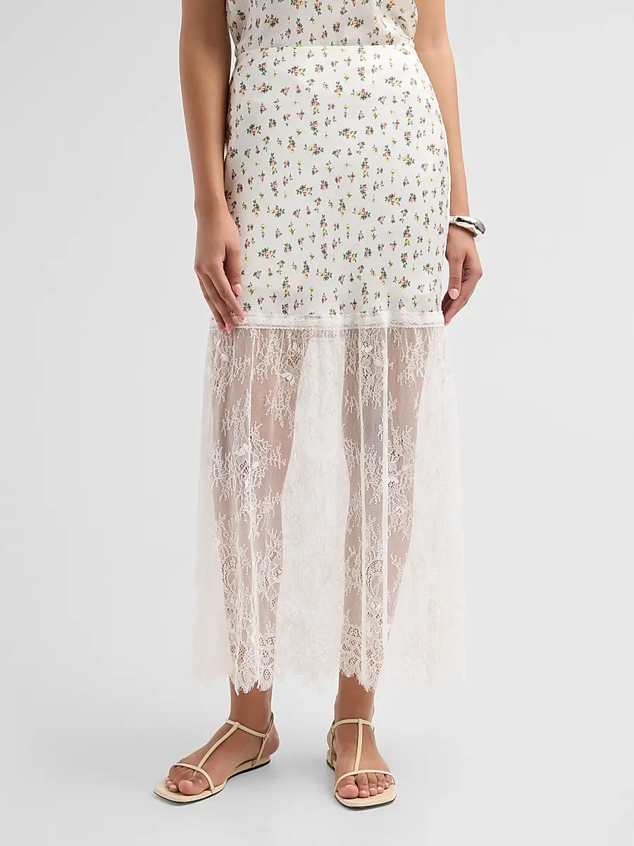 Cami NYC Women's Flo Lace-Trim Midi-Skirt | Thumbnail 4