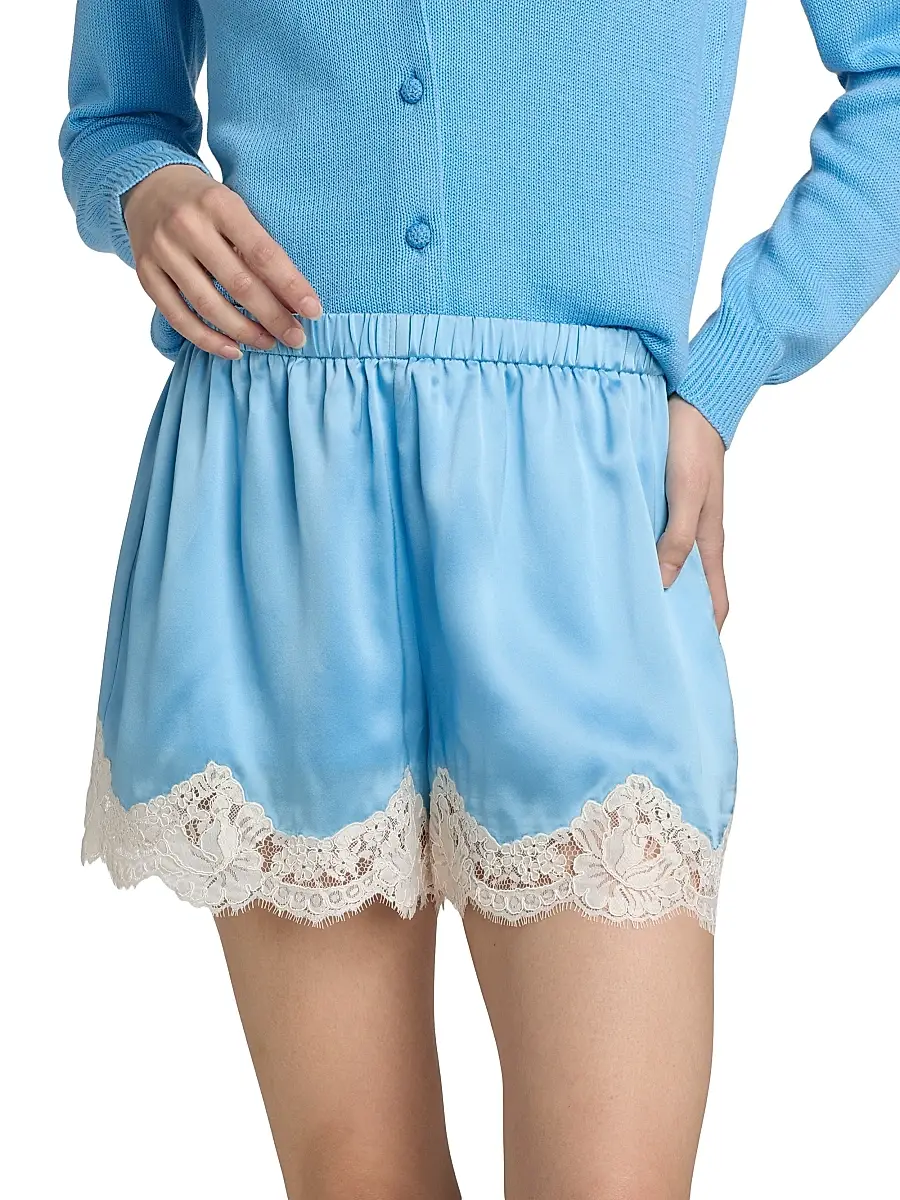 Cami NYC Women's Anora Lace-Trim Silk Shorts | Thumbnail 3