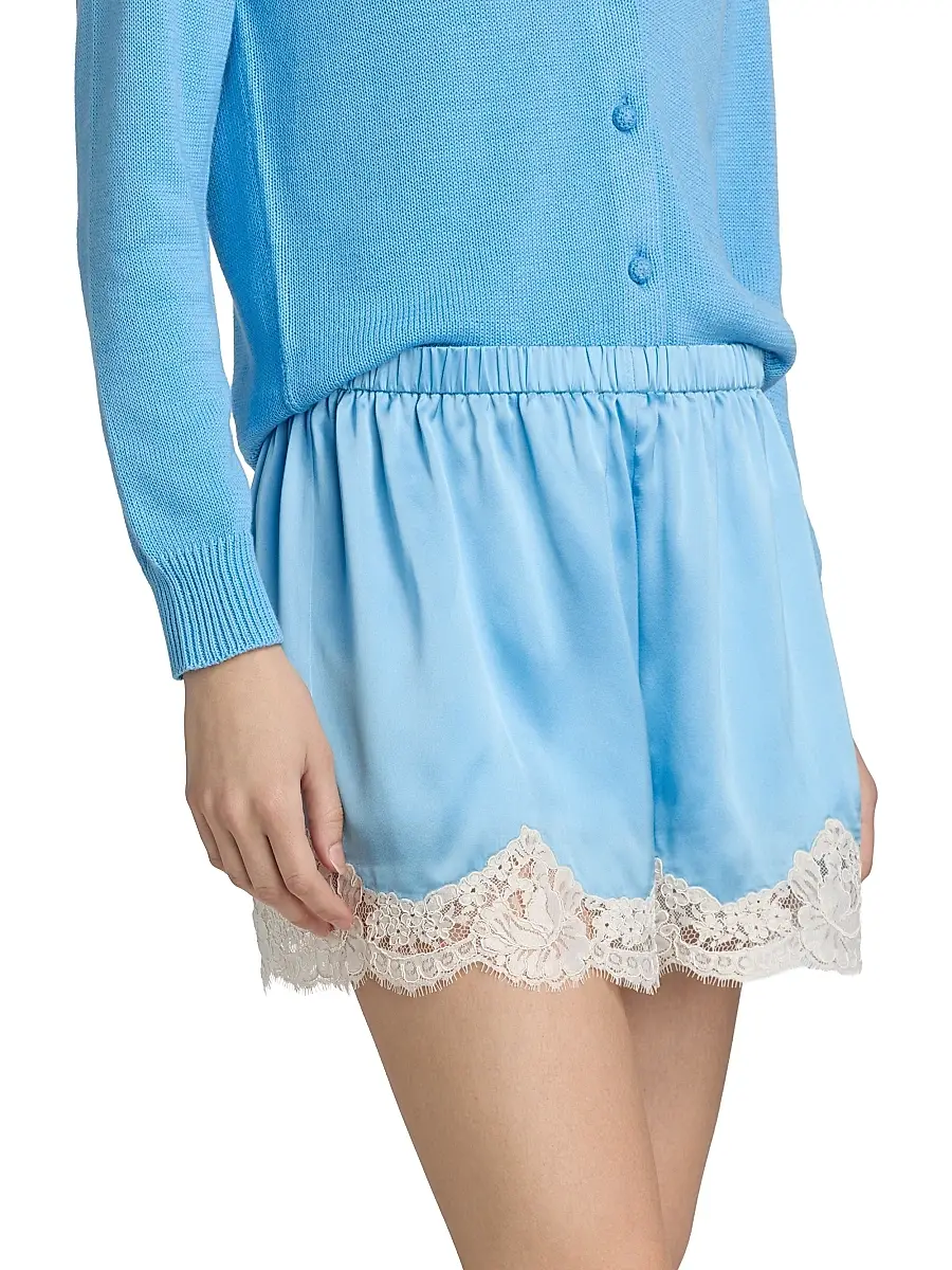Cami NYC Women's Anora Lace-Trim Silk Shorts | Thumbnail 4