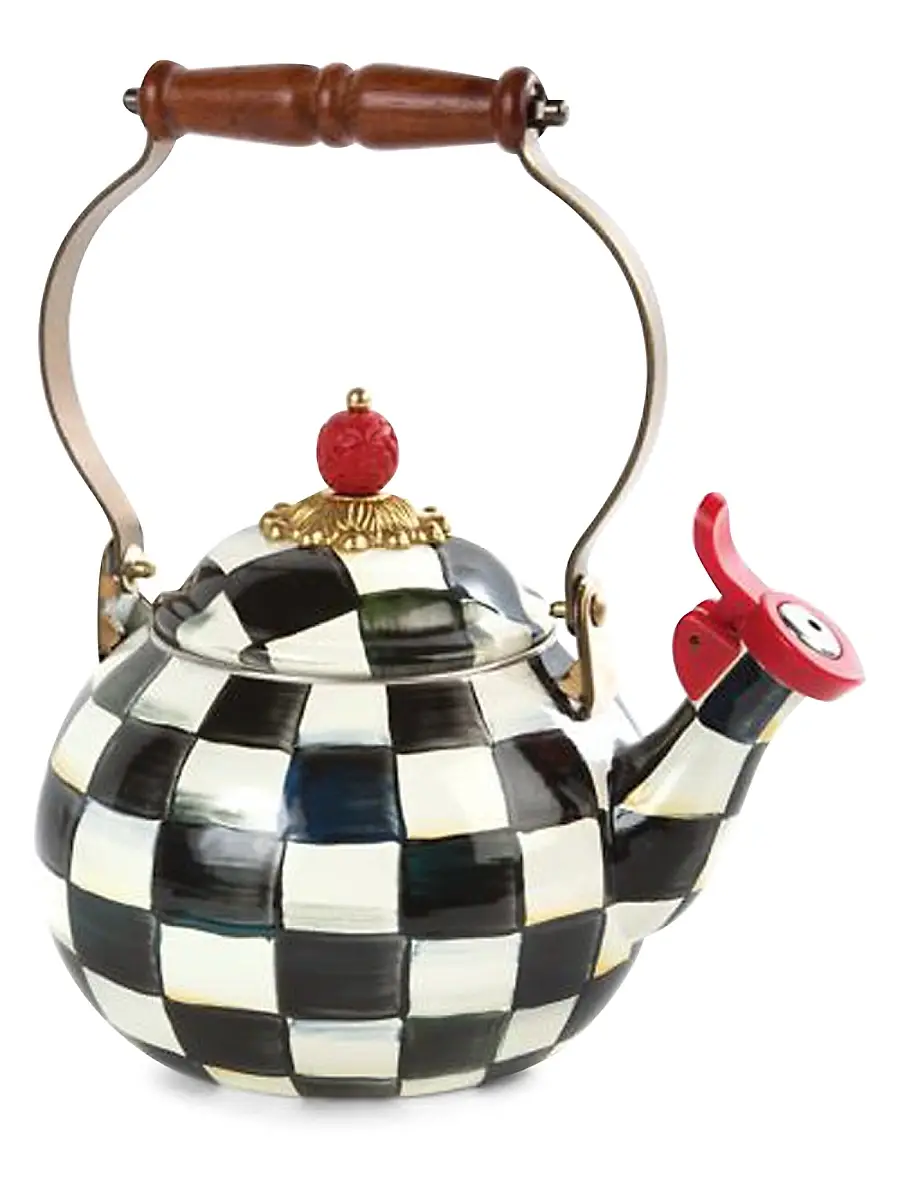 MacKenzie-Childs Courtly Check Enamel Whistling Tea Kettle