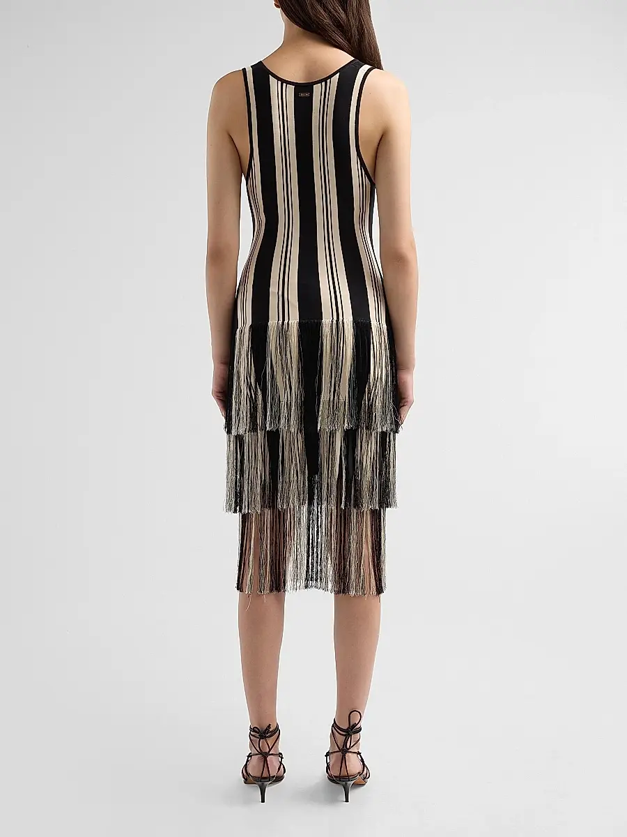 Toccin Women's Finley Cotton-Blend Stripe Fringe Minidress | Thumbnail 3