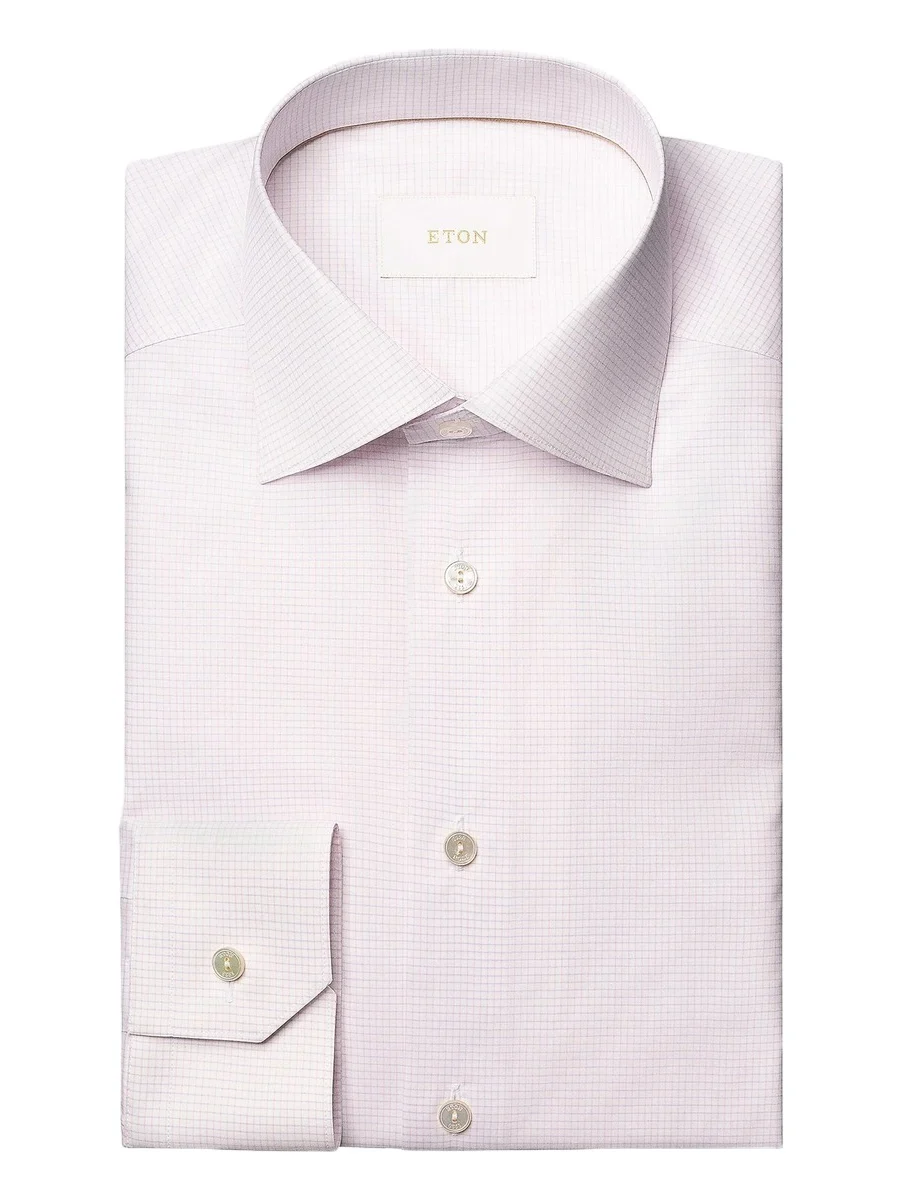 Eton Men's Contemporary-Fit Elevated Micro Check Cotton Shirt