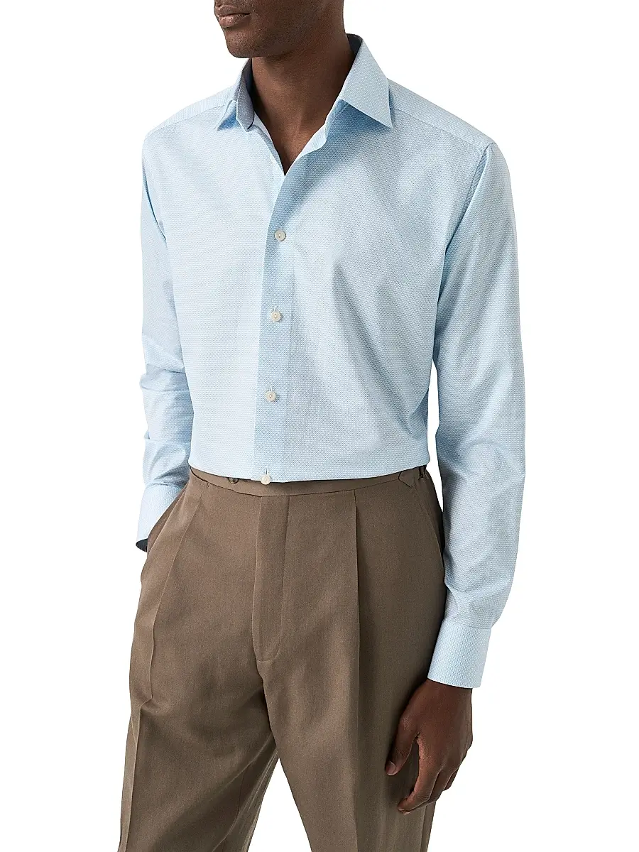 Eton Men's Contemporary Fit Geometric Twill Shirt | Thumbnail 3