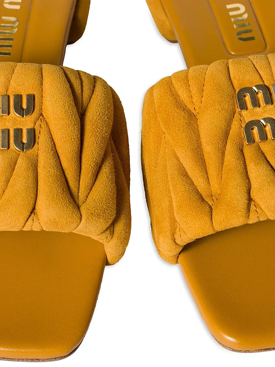 Miu Miu Women's Matelassé Suede Slides | Thumbnail 3