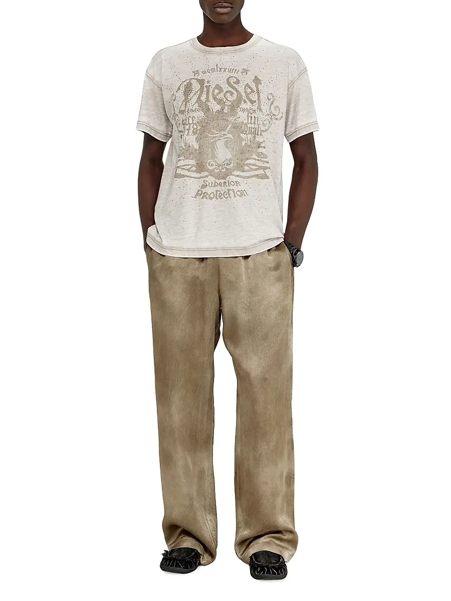 Diesel Men's Burnout Graphic Studded T-Shirt | Thumbnail 2