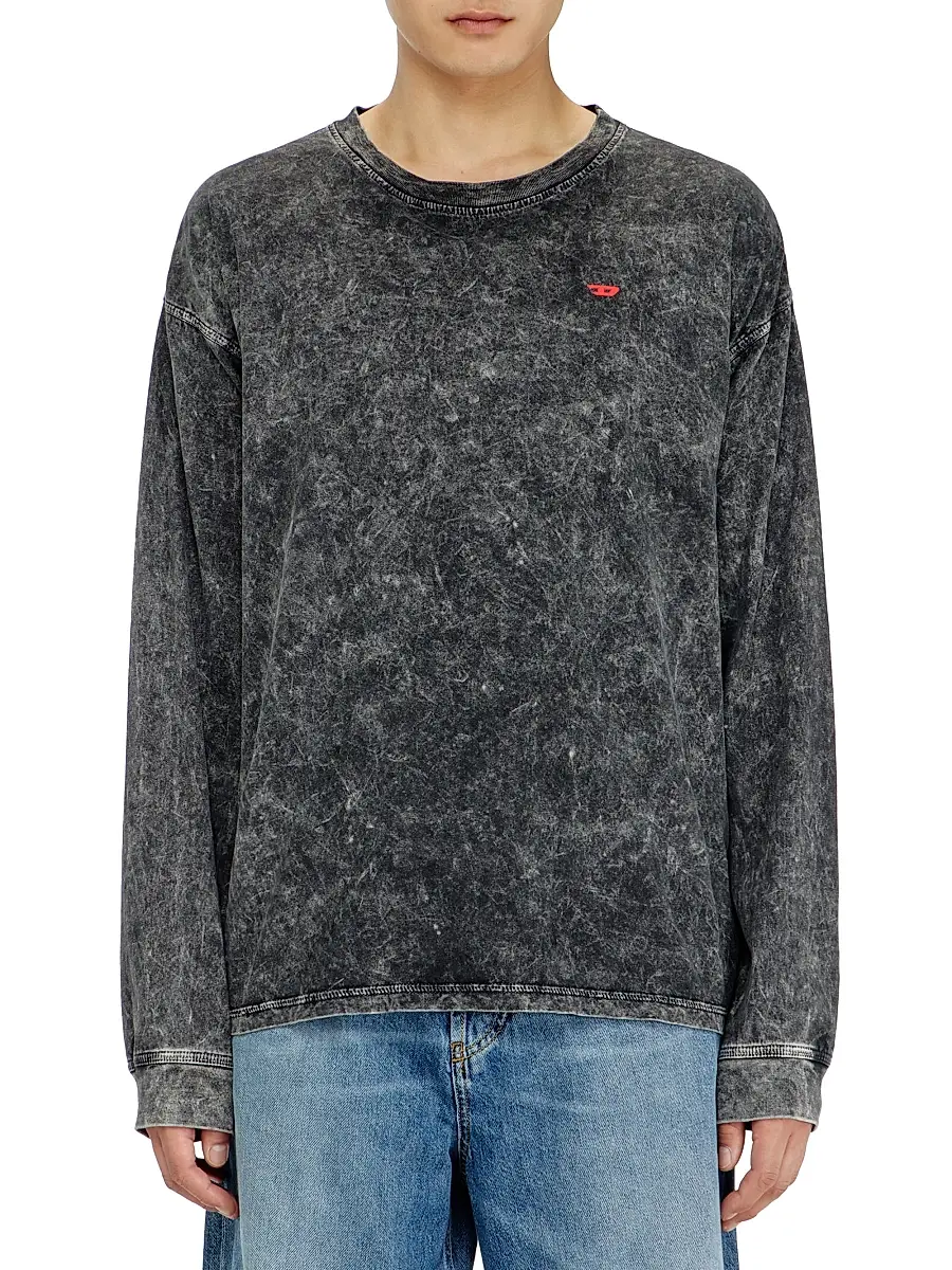 Diesel Men's Logo Acid-Washed Cotton T-Shirt | Thumbnail 3 Diesel Men's Logo Acid-Washed Cotton T-Shirt | Thumbnail 3