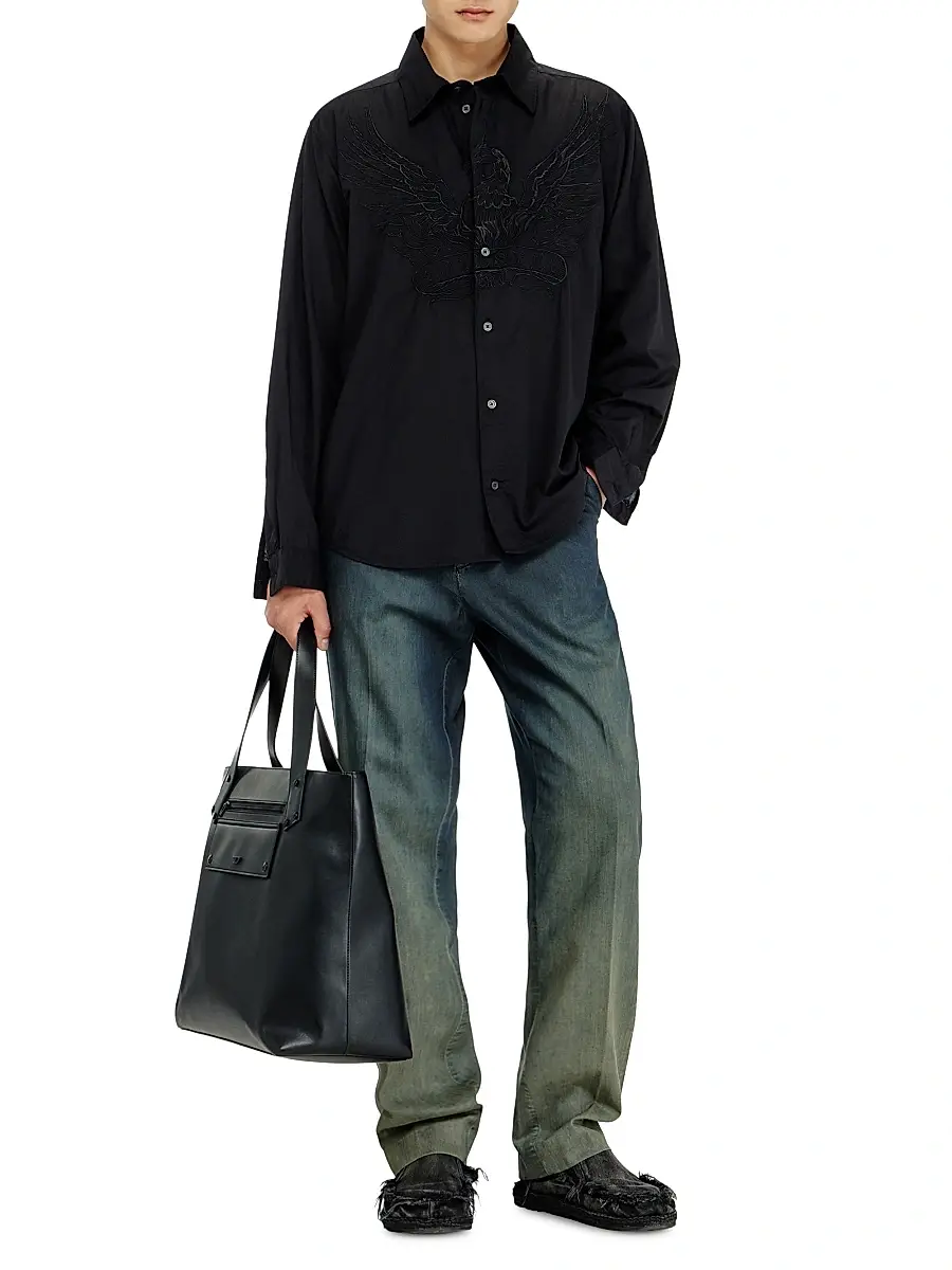 Diesel Men's Embroidered Cotton Overshirt | Thumbnail 2 Diesel Men's Embroidered Cotton Overshirt | Thumbnail 2